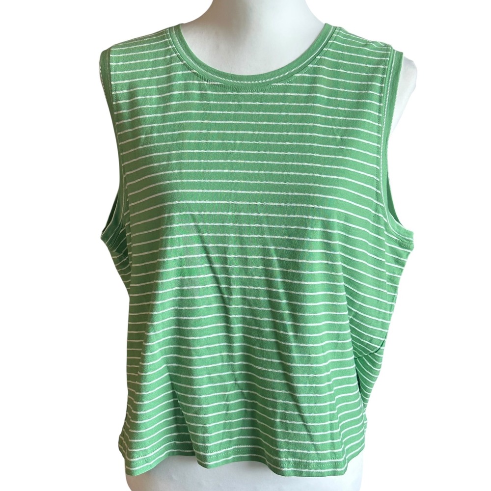 Marine Layer Tank Top Women's XL Green White Striped Tank‎ Top Sleeveless Casual